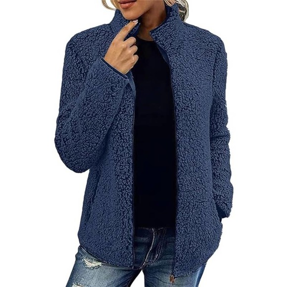 Boxercraft Womens Front Zip Fleece Jacket High Neck Long Sleeve Size S Blue - Picture 1 of 8